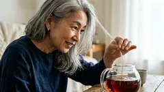 ティーポットから直接染めるヘアカラー:家庭にあるもので白髪を簡単に隠す方法